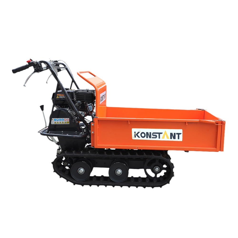 196 سی سی 300 کیلوگرم PETROL POWER MANUAL TIP TIP POWER BARROW Transporter Tracked Mini Dumper